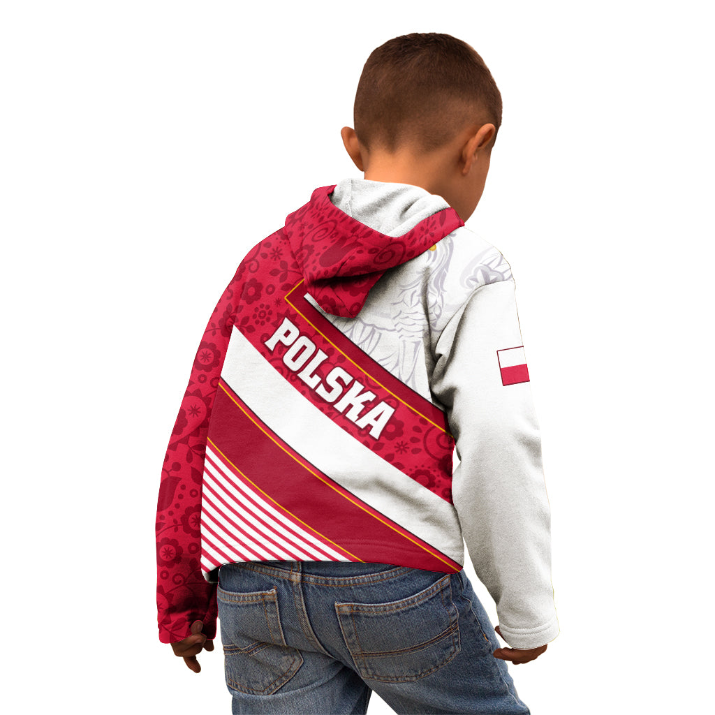 Poland Independence Day Kid Hoodie Polska White Eagle Polish Floral Pattern - Wonder Print Shop
