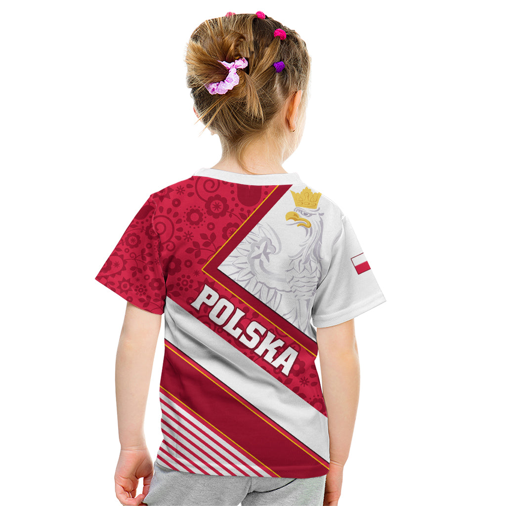 Poland Independence Day Kid T Shirt Polska White Eagle Polish Floral Pattern - Wonder Print Shop