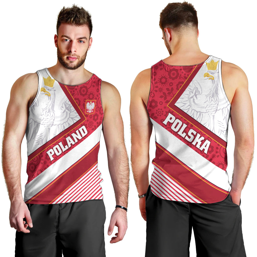 Poland Independence Day Men Tank Top Polska White Eagle Polish Floral Pattern - Wonder Print Shop