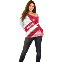 Poland Independence Day Off Shoulder Sweater Polska White Eagle Polish Floral Pattern - Wonder Print Shop