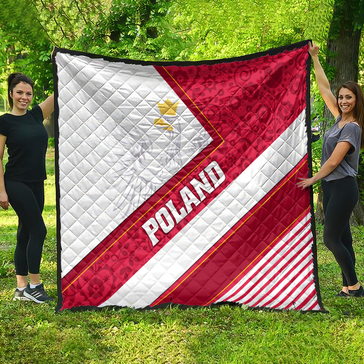 Poland Independence Day Quilt Polska White Eagle Polish Floral Pattern - Wonder Print Shop