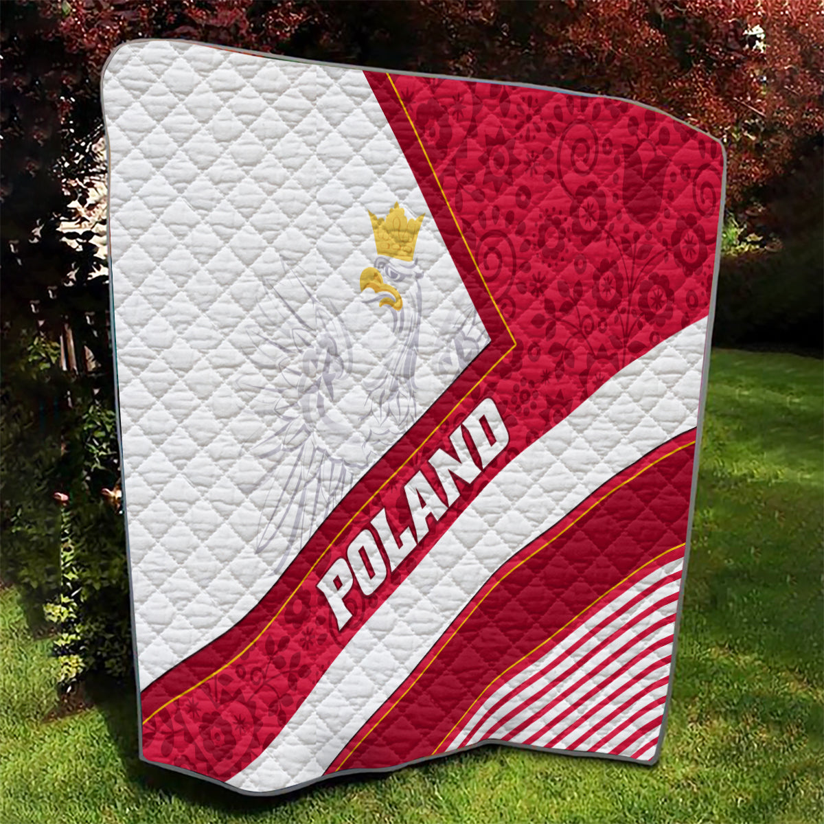 Poland Independence Day Quilt Polska White Eagle Polish Floral Pattern - Wonder Print Shop