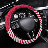 Poland Independence Day Steering Wheel Cover Polska White Eagle Polish Floral Pattern - Wonder Print Shop