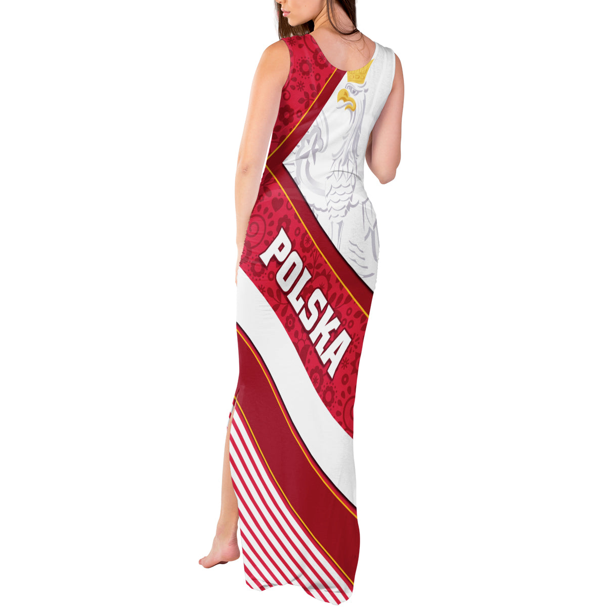 Poland Independence Day Tank Maxi Dress Polska White Eagle Polish Floral Pattern - Wonder Print Shop