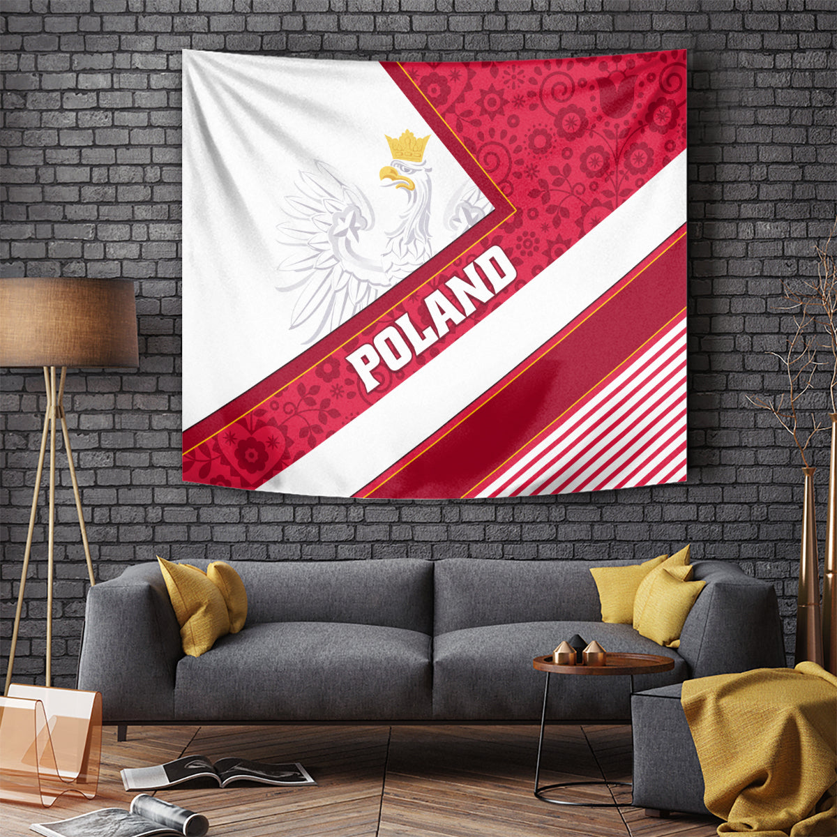 Poland Independence Day Tapestry Polska White Eagle Polish Floral Pattern - Wonder Print Shop
