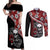 Hawaii Halloween Couples Matching Off Shoulder Maxi Dress and Long Sleeve Button Shirts Hibiscus Skull Kakau Pattern - Wonder Print Shop