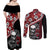 Hawaii Halloween Couples Matching Off Shoulder Maxi Dress and Long Sleeve Button Shirts Hibiscus Skull Kakau Pattern - Wonder Print Shop