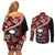 Hawaii Halloween Couples Matching Off Shoulder Short Dress and Long Sleeve Button Shirts Hibiscus Skull Kakau Pattern - Wonder Print Shop