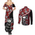 Hawaii Halloween Couples Matching Summer Maxi Dress and Long Sleeve Button Shirts Hibiscus Skull Kakau Pattern - Wonder Print Shop