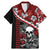 Hawaii Halloween Family Matching Mermaid Dress and Hawaiian Shirt Hibiscus Skull Kakau Pattern - Wonder Print Shop