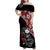 Hawaii Halloween Family Matching Off Shoulder Maxi Dress and Hawaiian Shirt Hibiscus Skull Kakau Pattern - Wonder Print Shop