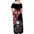 Hawaii Halloween Family Matching Off Shoulder Maxi Dress and Hawaiian Shirt Hibiscus Skull Kakau Pattern - Wonder Print Shop