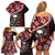 Hawaii Halloween Family Matching Off Shoulder Short Dress and Hawaiian Shirt Hibiscus Skull Kakau Pattern - Wonder Print Shop