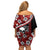 Hawaii Halloween Family Matching Off Shoulder Short Dress and Hawaiian Shirt Hibiscus Skull Kakau Pattern - Wonder Print Shop