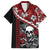 Hawaii Halloween Family Matching Short Sleeve Bodycon Dress and Hawaiian Shirt Hibiscus Skull Kakau Pattern - Wonder Print Shop
