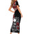 Hawaii Halloween Family Matching Short Sleeve Bodycon Dress and Hawaiian Shirt Hibiscus Skull Kakau Pattern - Wonder Print Shop
