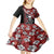 Hawaii Halloween Kid Short Sleeve Dress Hibiscus Skull Kakau Pattern - Wonder Print Shop