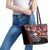 Hawaii Halloween Leather Tote Bag Hibiscus Skull Kakau Pattern - Wonder Print Shop
