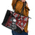 Hawaii Halloween Leather Tote Bag Hibiscus Skull Kakau Pattern - Wonder Print Shop