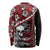 Hawaii Halloween Long Sleeve Shirt Hibiscus Skull Kakau Pattern - Wonder Print Shop