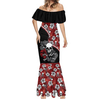 Hawaii Halloween Mermaid Dress Hibiscus Skull Kakau Pattern - Wonder Print Shop