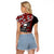 Hawaii Halloween Raglan Cropped T Shirt Hibiscus Skull Kakau Pattern - Wonder Print Shop