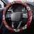 Hawaii Halloween Steering Wheel Cover Hibiscus Skull Kakau Pattern - Wonder Print Shop