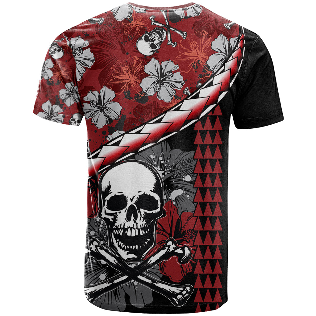 Hawaii Halloween T Shirt Hibiscus Skull Kakau Pattern - Wonder Print Shop