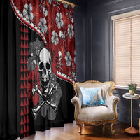 Hawaii Halloween Window Curtain Hibiscus Skull Kakau Pattern - Wonder Print Shop