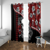 Hawaii Halloween Window Curtain Hibiscus Skull Kakau Pattern - Wonder Print Shop