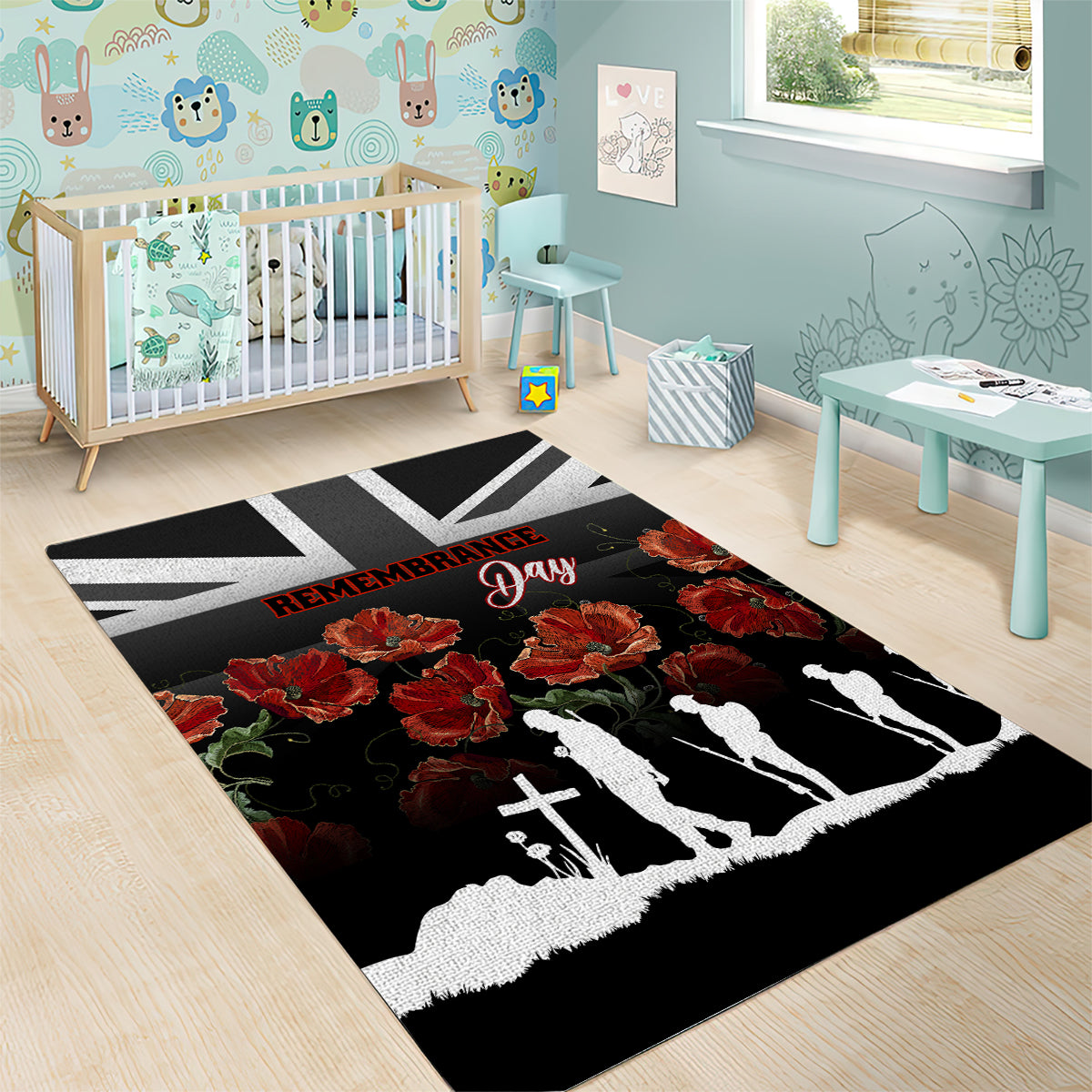 Remembrance Day Area Rug Lest We Forget Poppy Flower - Wonder Print Shop