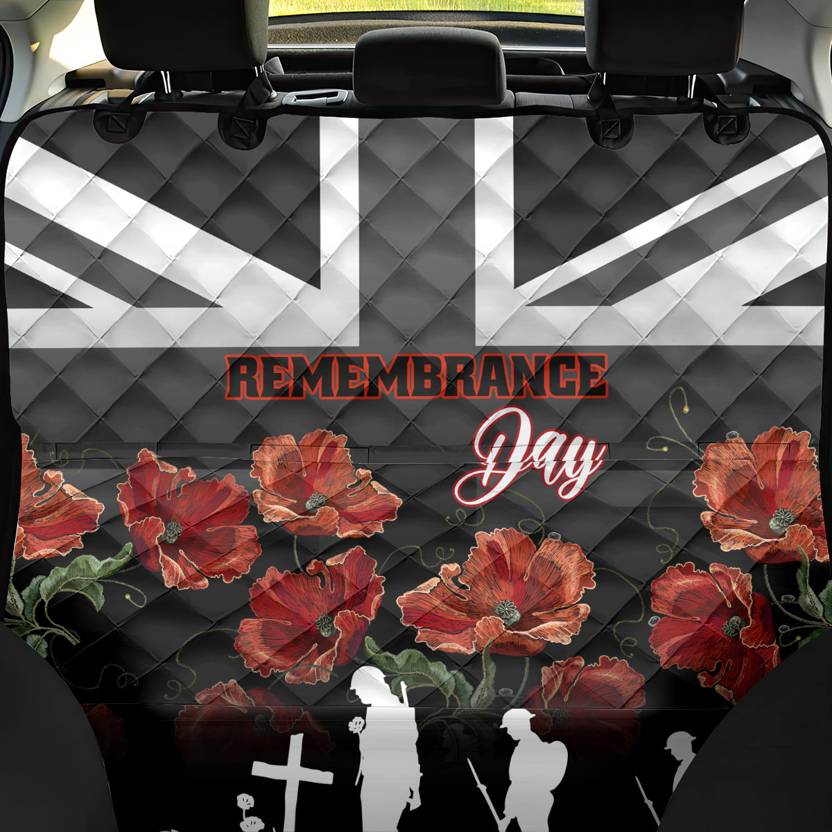 Remembrance Day Back Car Seat Cover Lest We Forget Poppy Flower - Wonder Print Shop