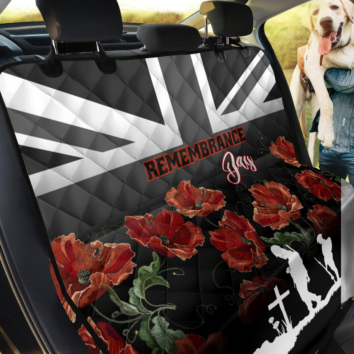 Remembrance Day Back Car Seat Cover Lest We Forget Poppy Flower - Wonder Print Shop