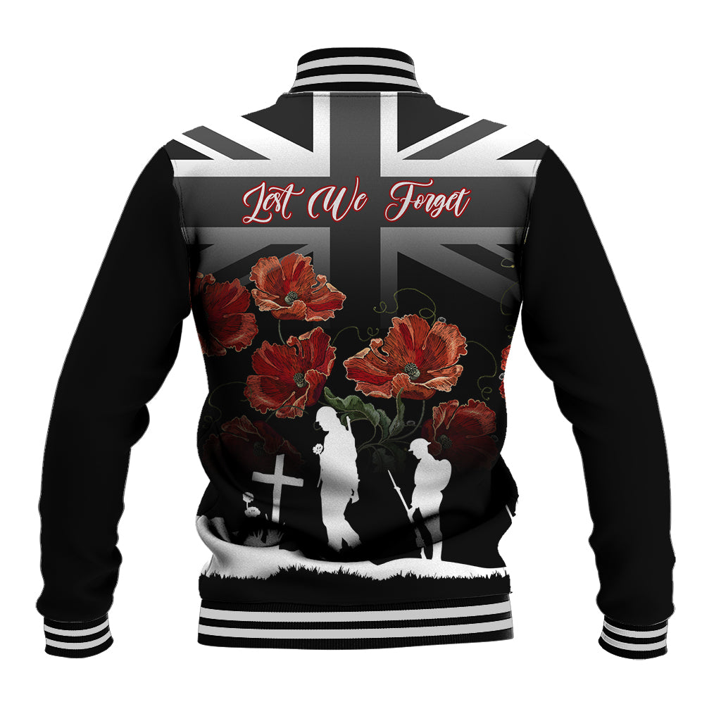 Remembrance Day Baseball Jacket Lest We Forget Poppy Flower - Wonder Print Shop