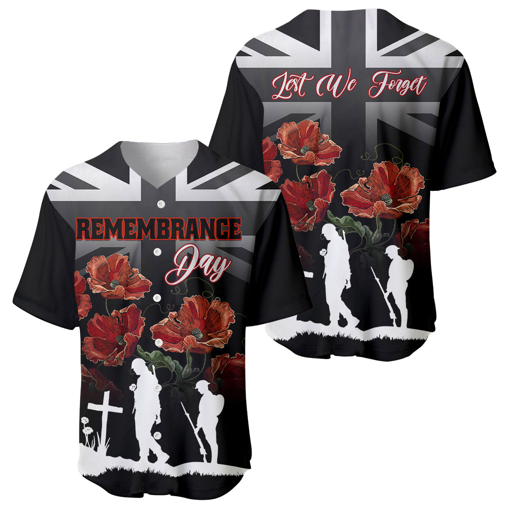 Remembrance Day Baseball Jersey Lest We Forget Poppy Flower - Wonder Print Shop