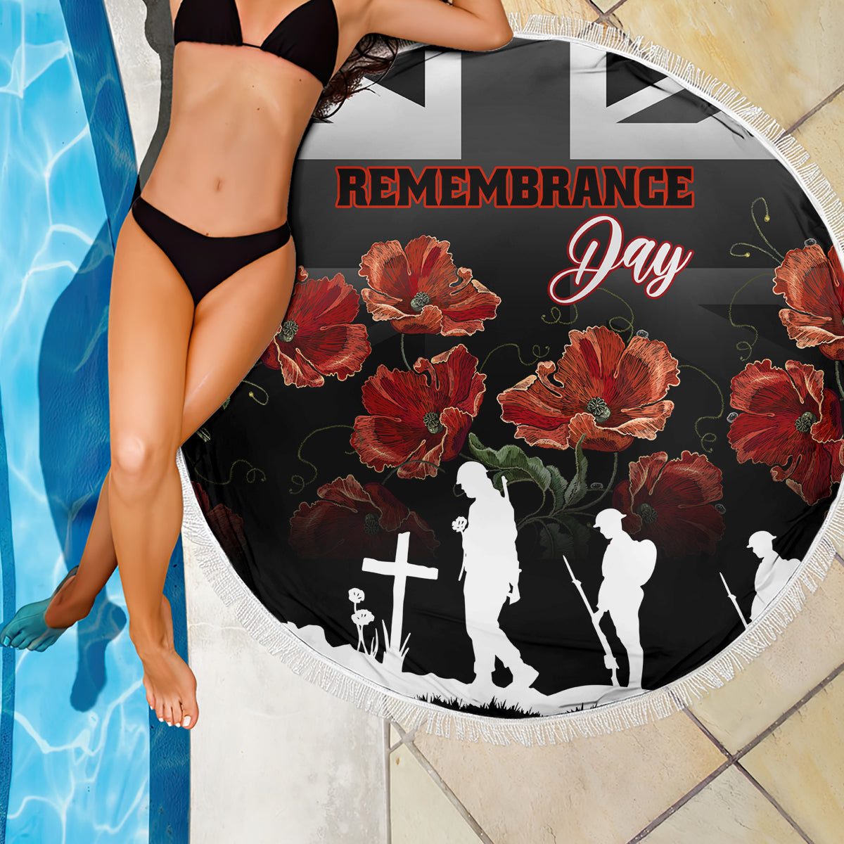 Remembrance Day Beach Blanket Lest We Forget Poppy Flower - Wonder Print Shop