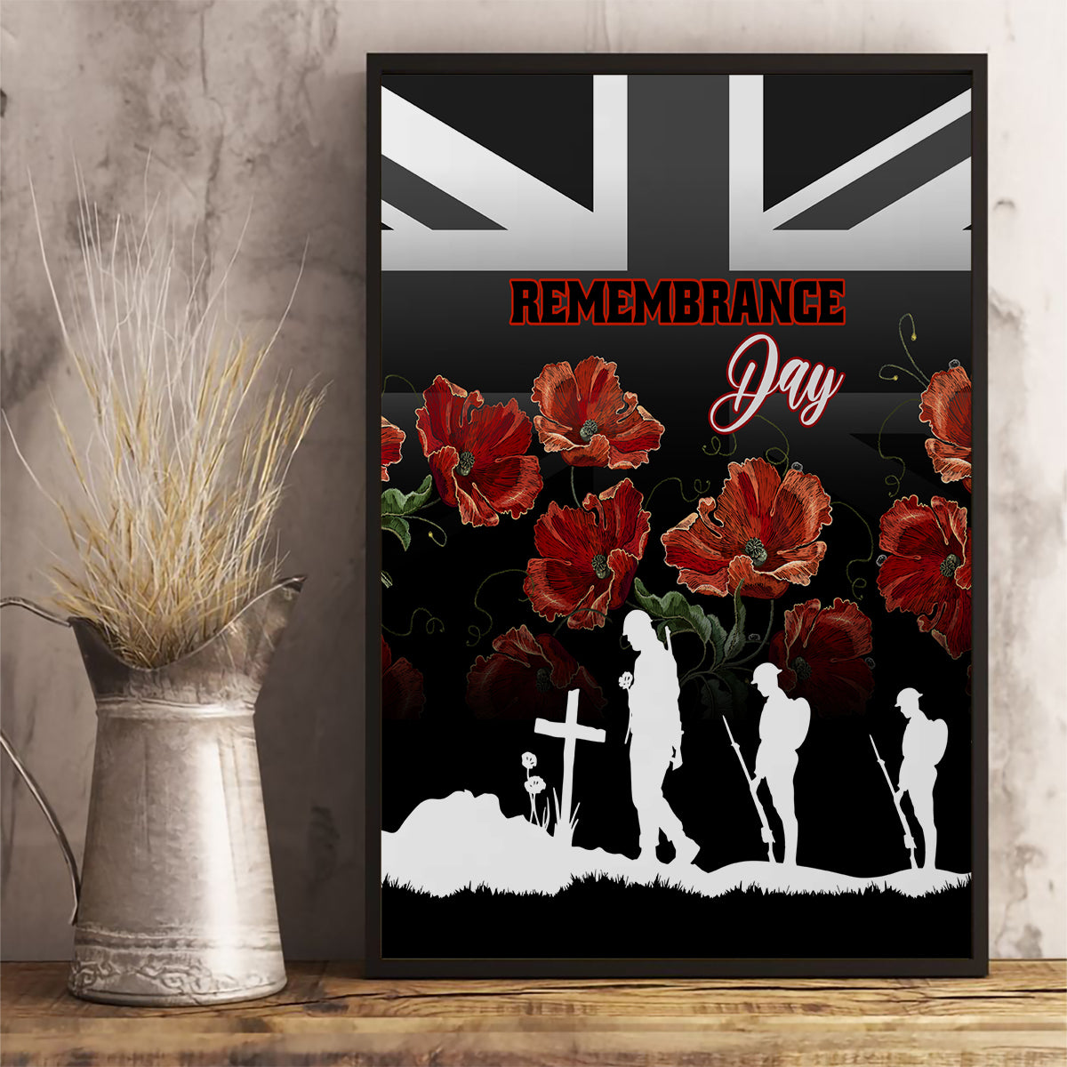 Remembrance Day Canvas Wall Art Lest We Forget Poppy Flower - Wonder Print Shop