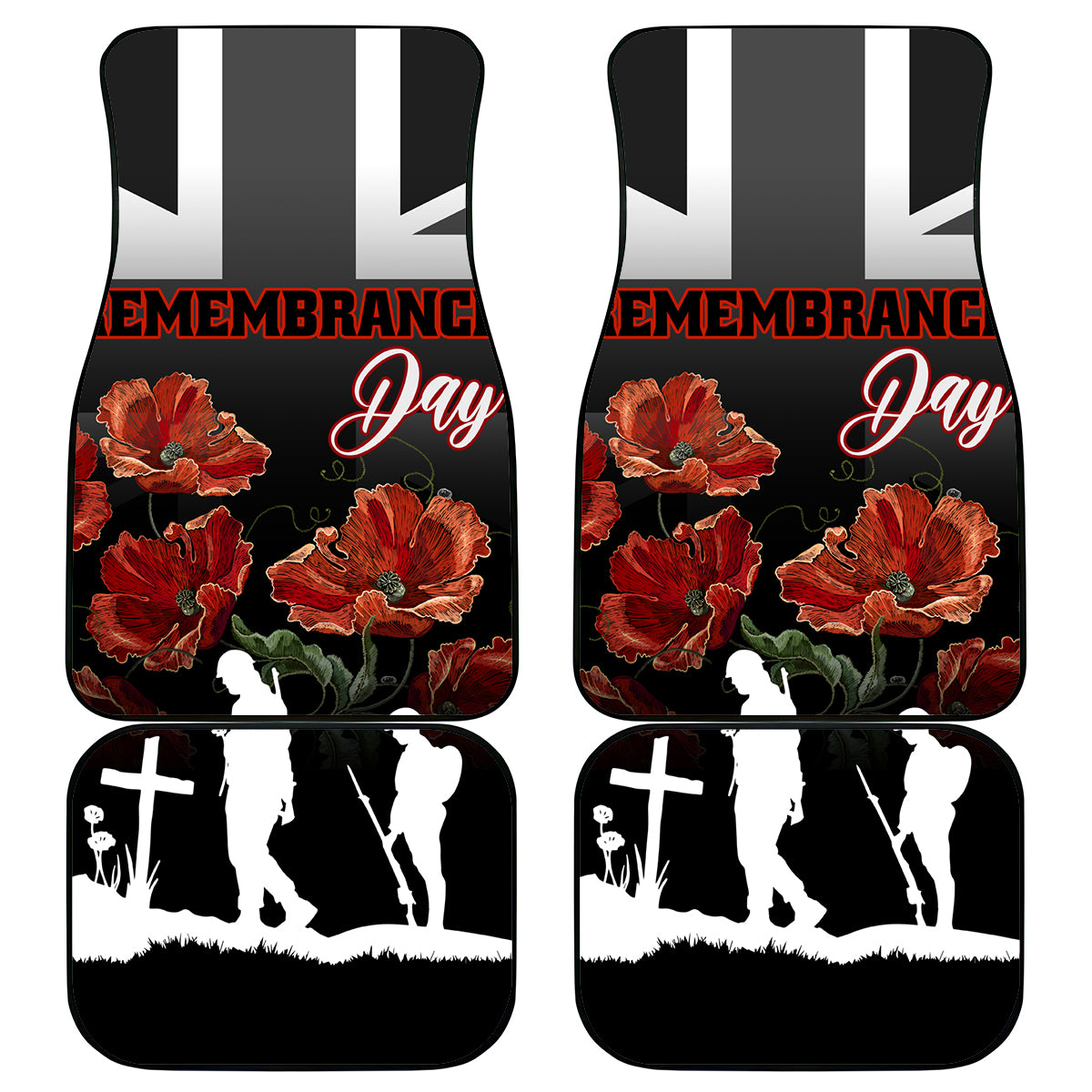 Remembrance Day Car Mats Lest We Forget Poppy Flower - Wonder Print Shop