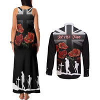 Remembrance Day Couples Matching Tank Maxi Dress and Long Sleeve Button Shirts Lest We Forget Poppy Flower - Wonder Print Shop
