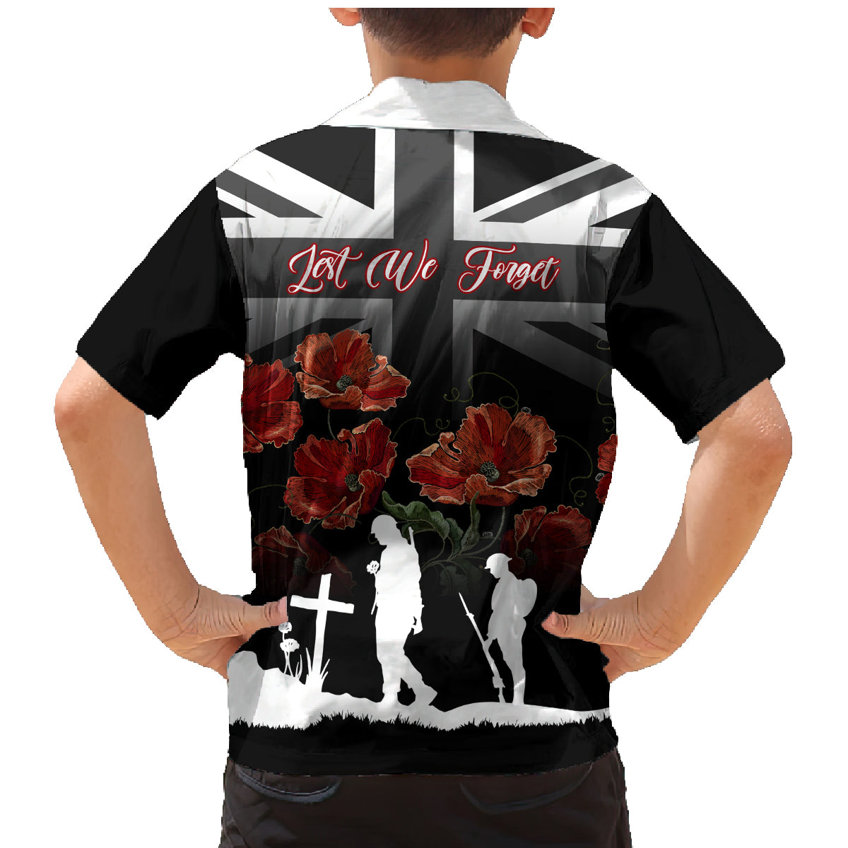 Remembrance Day Family Matching Mermaid Dress and Hawaiian Shirt Lest We Forget Poppy Flower - Wonder Print Shop