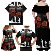 Remembrance Day Family Matching Off Shoulder Maxi Dress and Hawaiian Shirt Lest We Forget Poppy Flower - Wonder Print Shop