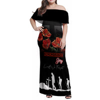 Remembrance Day Family Matching Off Shoulder Maxi Dress and Hawaiian Shirt Lest We Forget Poppy Flower - Wonder Print Shop