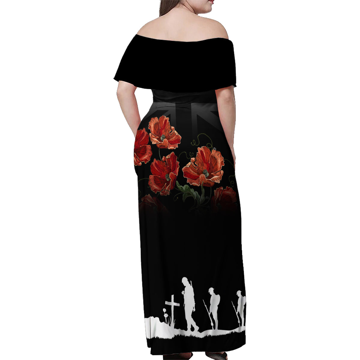 Remembrance Day Family Matching Off Shoulder Maxi Dress and Hawaiian Shirt Lest We Forget Poppy Flower - Wonder Print Shop