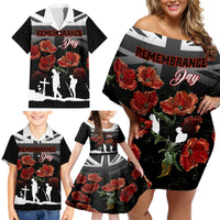 Remembrance Day Family Matching Off Shoulder Short Dress and Hawaiian Shirt Lest We Forget Poppy Flower - Wonder Print Shop