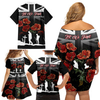Remembrance Day Family Matching Off Shoulder Short Dress and Hawaiian Shirt Lest We Forget Poppy Flower - Wonder Print Shop