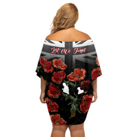 Remembrance Day Family Matching Off Shoulder Short Dress and Hawaiian Shirt Lest We Forget Poppy Flower - Wonder Print Shop