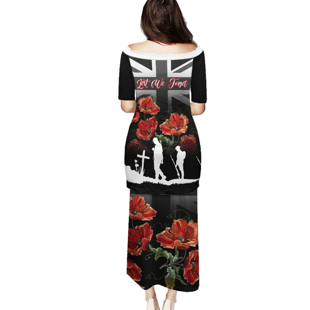 Remembrance Day Family Matching Puletasi Dress and Hawaiian Shirt Lest We Forget Poppy Flower - Wonder Print Shop