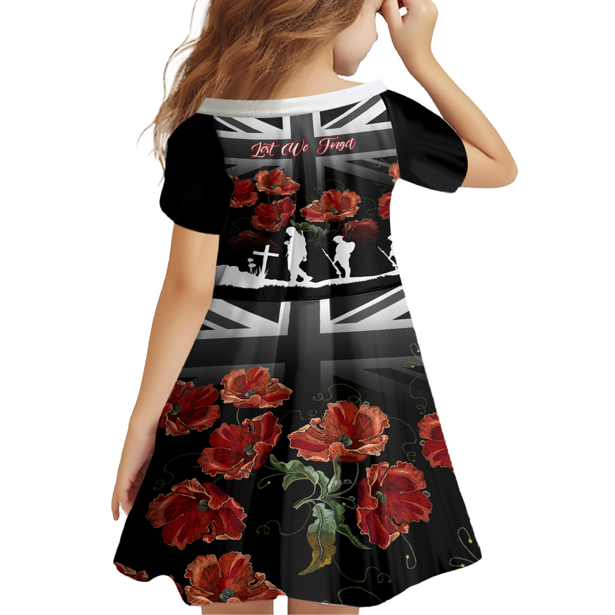 Remembrance Day Family Matching Short Sleeve Bodycon Dress and Hawaiian Shirt Lest We Forget Poppy Flower - Wonder Print Shop