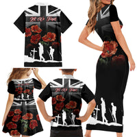Remembrance Day Family Matching Short Sleeve Bodycon Dress and Hawaiian Shirt Lest We Forget Poppy Flower - Wonder Print Shop