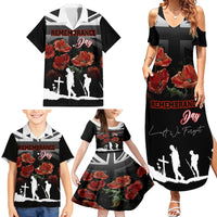 Remembrance Day Family Matching Summer Maxi Dress and Hawaiian Shirt Lest We Forget Poppy Flower - Wonder Print Shop